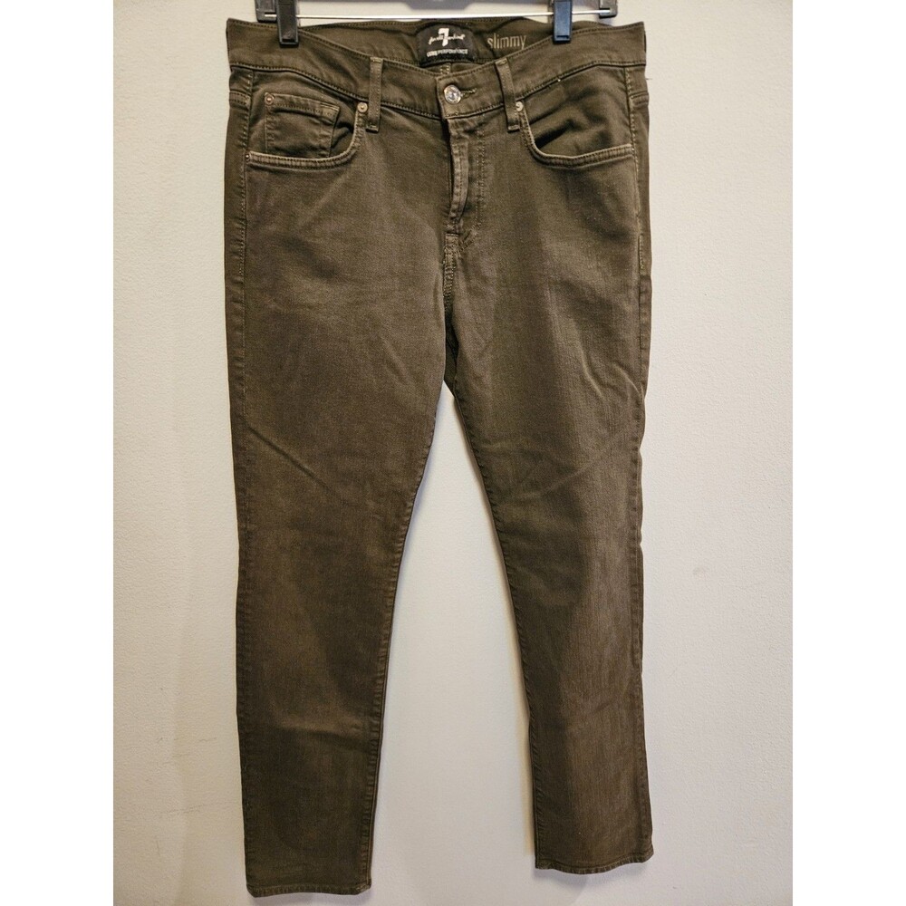 7 For All Mankind Slimmy Luxe Performance Jeans Men’s 32 Olive Green Stretch